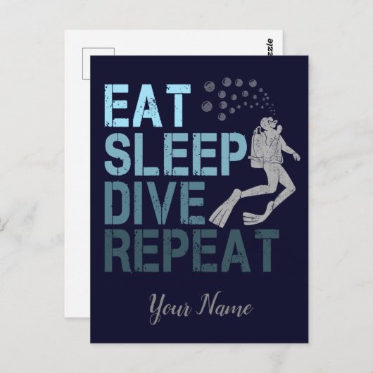 Scuba Diving Eat Sleep Dive Repeteren gezegde Briefkaart (Voorkant / Achterkant)