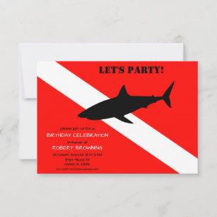 Scuba Diving Flag and Shark Photo Birthday Kaart