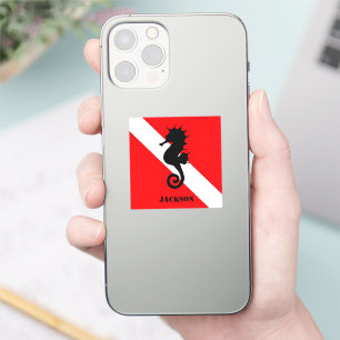 Scuba Diving Flag en Seahorse Custom Sticker