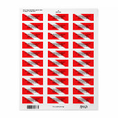 Scuba Diving Flag Return Address Label (Full Sheet)
