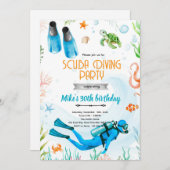 Scuba Diving party Invitation (Devant / Derrière)