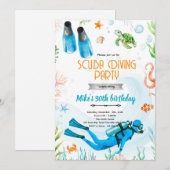 Scuba Diving party Invitation Kaart (Voorkant / Achterkant)