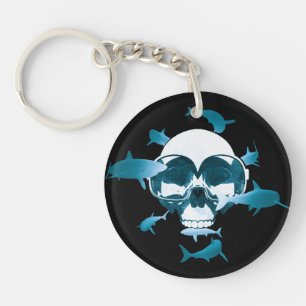 Scuba Diving Skull en Sharhic Design Sleutelhanger