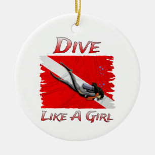 SCUBA duik als een meisje Keramisch Ornament