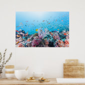 Scuba duiken met kleurrijk rif en koraal poster (Keuken)