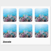 Scuba duiken met kleurrijk rif en koraal vierkante sticker (Vel)