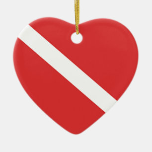 Scuba duikende Logo - Roodwitte vlag van duiker Keramisch Ornament