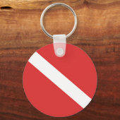 Scuba duikende Logo - Roodwitte vlag van duiker Sleutelhanger (Voorkant)