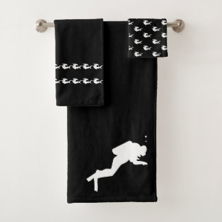 Scuba duiker haai Badkamer Zwart witte handdoek se