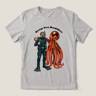 SCUBA-duiker poseert met een reusachtige octopus U Tri-Blend Shirt