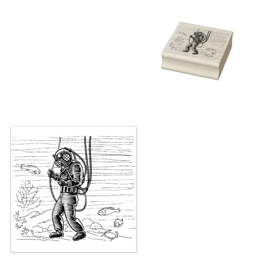 Scuba-duiker Rubberstempel (Gestempeld)