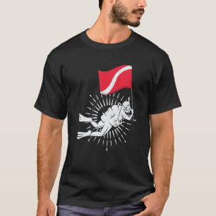 Scuba Duiker Vlag Oceaan Zwemmen Onderwater Duiken T-shirt
