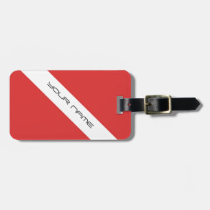 Scuba-duiksymbool - Vlagduikers Embleem Rood wit Bagagelabel