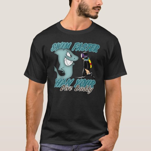 Scuba duikt boeddy Fun design met haai en scuba T-shirt (Voorkant)