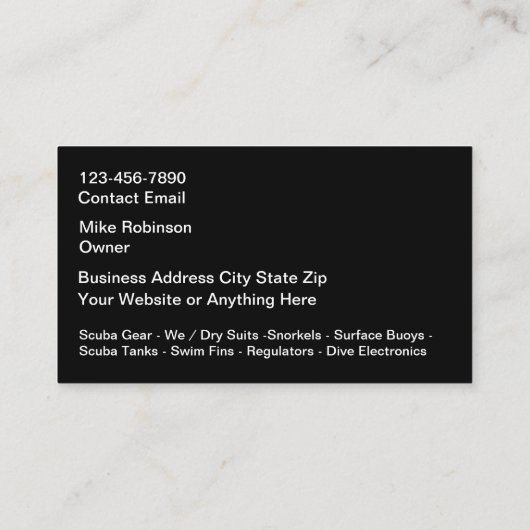 Scuba Duikuitrusting Visitekaartjes (Achterkant)