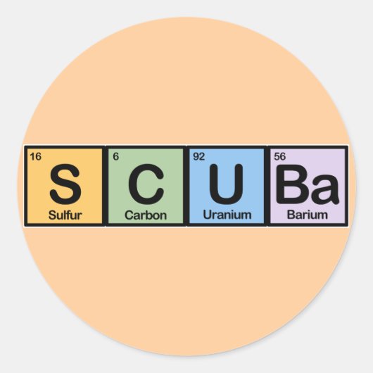 Scuba gemaakt van elementen ronde sticker (Voorkant)