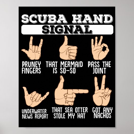 Scuba Hand Signals Scuba Diving Diver Poster (Voorkant)