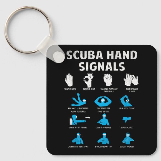 Scuba Hand Signals Taal Duiktekens Duik Duik Sleutelhanger (Voorkant)