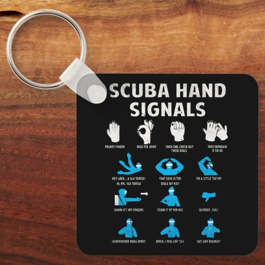 Scuba Hand Signals Taal Duiktekens Duik Duik Sleutelhanger (Voorkant)