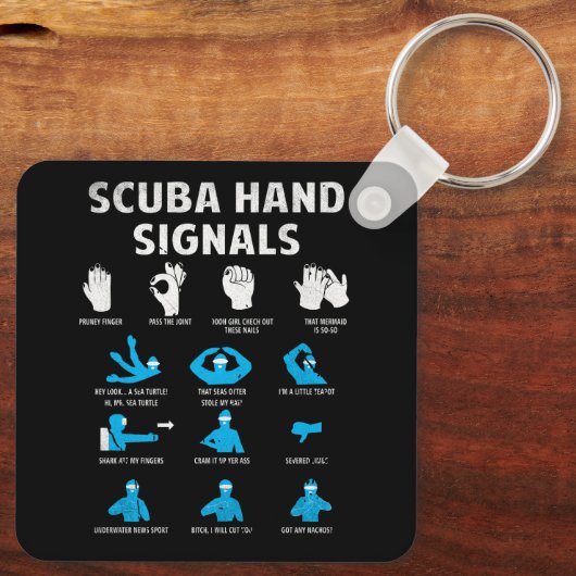 Scuba Hand Signals Taal Duiktekens Duik Duik Sleutelhanger (Achterkant)