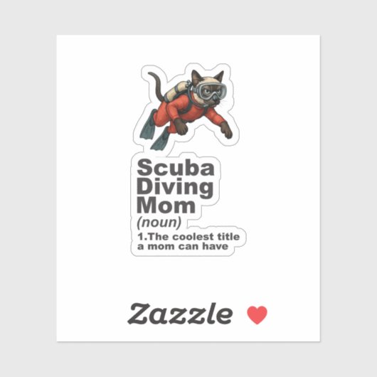 Scuba Mom Siamese Cat Diver Sticker (Vel)