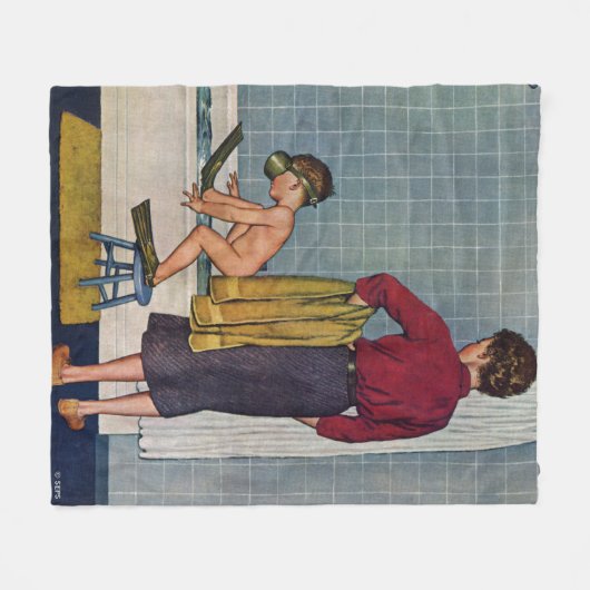 Scuba op de Tub Fleece Deken (Voorkant (Horizontaal))