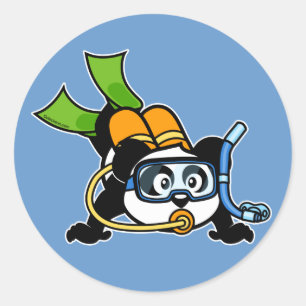 Scuba Panda Ronde Sticker