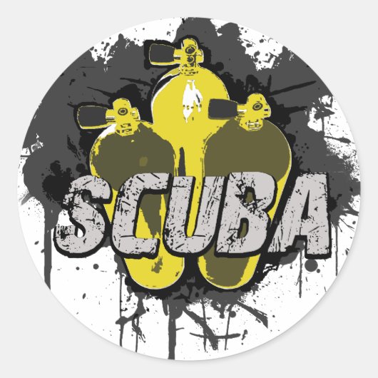 Scuba Ronde Sticker (Voorkant)