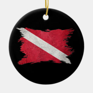 scuba vlag, borstelslag, duikvlag keramisch ornament