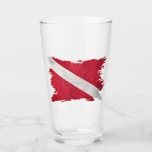  scubasvlag, penseelstreek, duikvlag glas