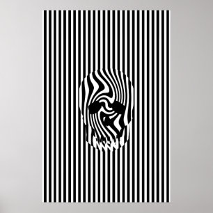 Scull en Stripes, op art Poster