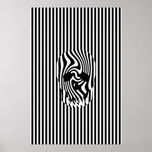 Scull en Stripes, op art Poster (Voorkant)