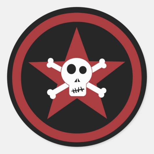 Scull & Star Classic Round Sticker (Voorkant)