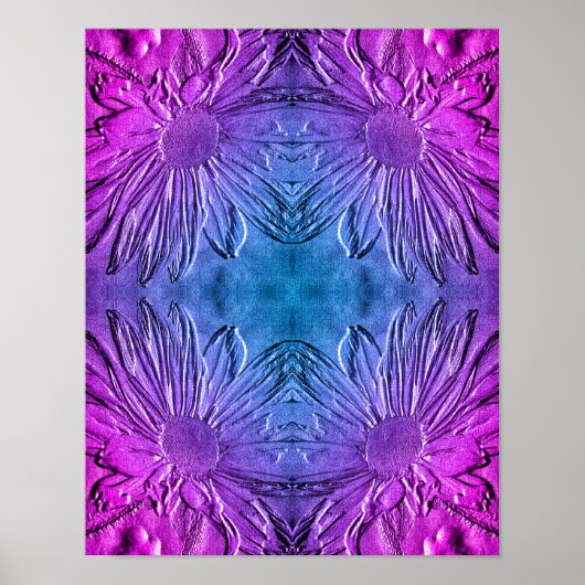 Sculpted Effect Black Eyed Susan Flower Abstract Poster (Voorkant)