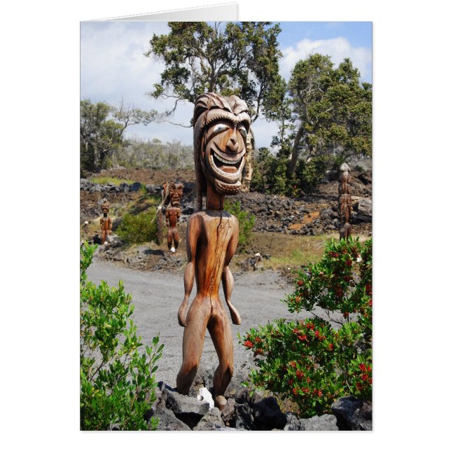 Sculpture de Ki'i hawaïen riant (Devant)