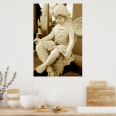 Sculpture d'une fée Lire une affiche de livre (Cuisine)