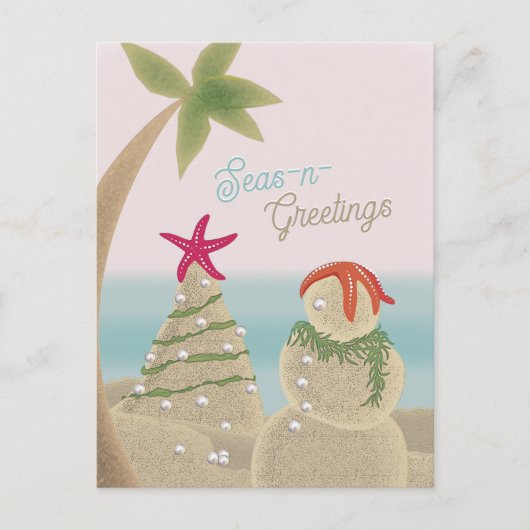 Sculptures de sable Noël Carte postale (Devant)