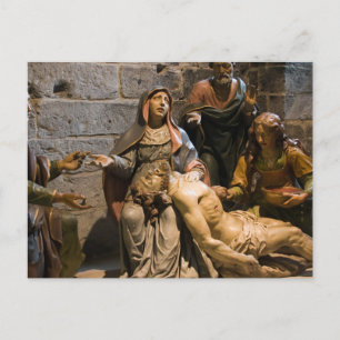 Sculptuur Mary houdt Jezus Notre Dame de Paris vas Briefkaart