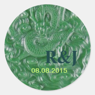 sculptuur van de groene jade chinese draak ronde sticker