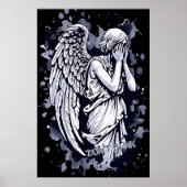 Sculptuur van een wenende engel - met spatten 1 poster (Voorkant)