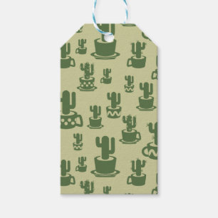 Sculptuur van vetplant cactus in cups en potten cadeaulabel