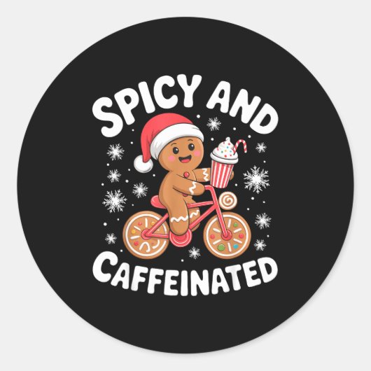 Scy And Caffeinated Gingerbread Funny Coffee Chris Ronde Sticker (Voorkant)
