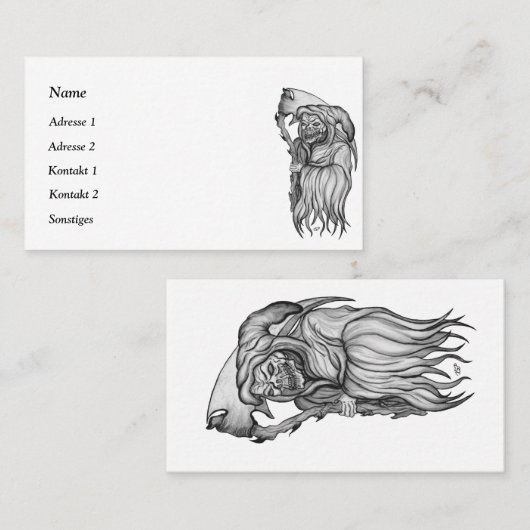 Scythe man - De Dood, Roodluier Visitekaartje (Voorkant / Achterkant)