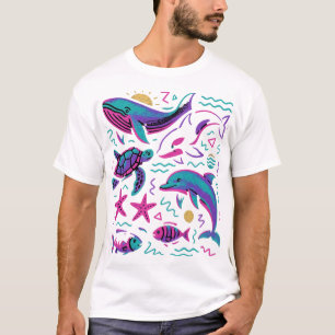 Sea Animal 90s Retro T-Shirt Baleine naturelle d