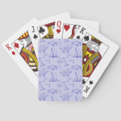 Sea animals and sailboat one line drawing pattern  pokerkaarten (Achterkant)