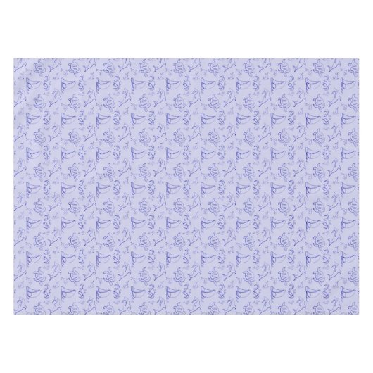 Sea animals and sailboat one line drawing pattern tafelkleed (Voorkant (Horizontaal))