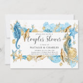 Sea & Beach Seahorse Couples Douche Invitation (Devant)
