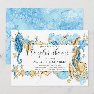 Sea & Beach Seahorse Couples Douche Invitation