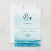 Sea Blue Beach Waves Mariage côtier RSVP (Devant)