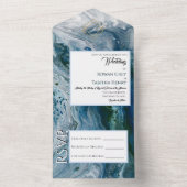Sea Blues Alcohol Ink Wedding Invitation Elegance (À l'intérieur)